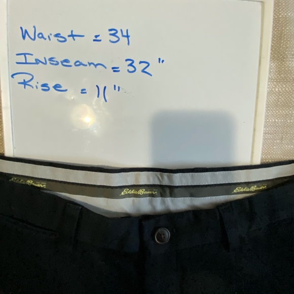 Eddie Bauer Mens Black Cotton Classic Fit Flat Front Office Casual Pant-34X32 - Picture 14 of 14